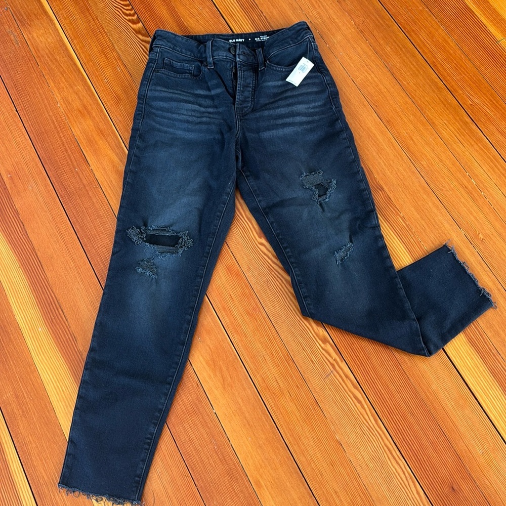 Old Navy Size 0 High Rise Secret slim Pockets Dark Blue Denim New with Tags